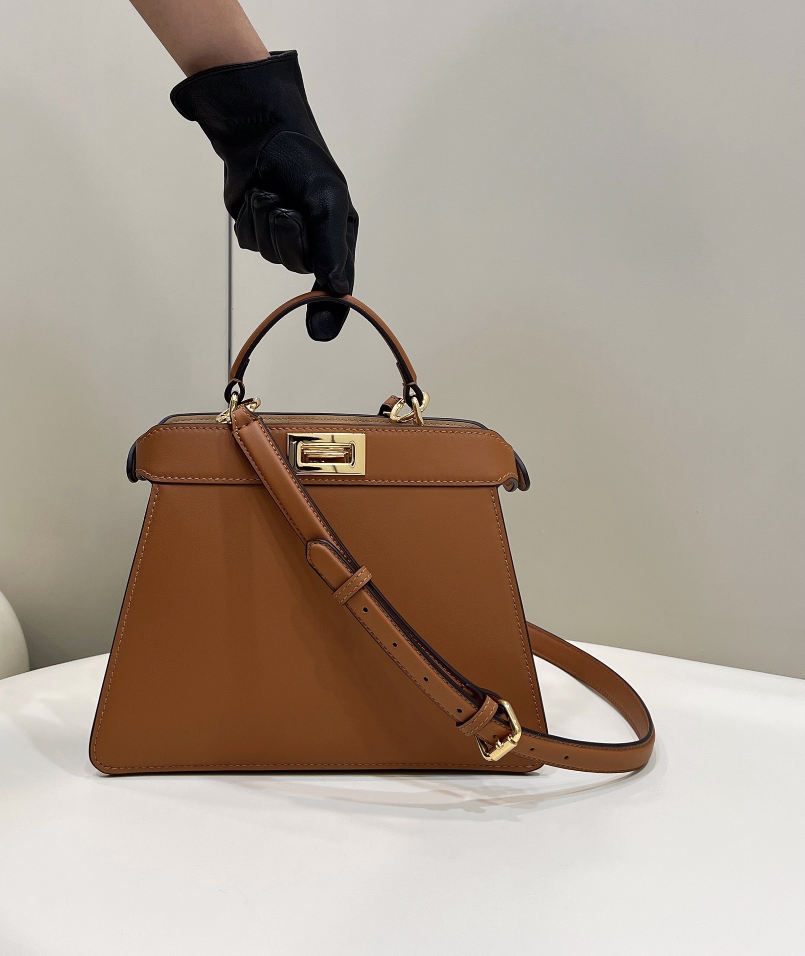 Fendi Peekaboo ISeeU Small Brown Calf Leather Bag